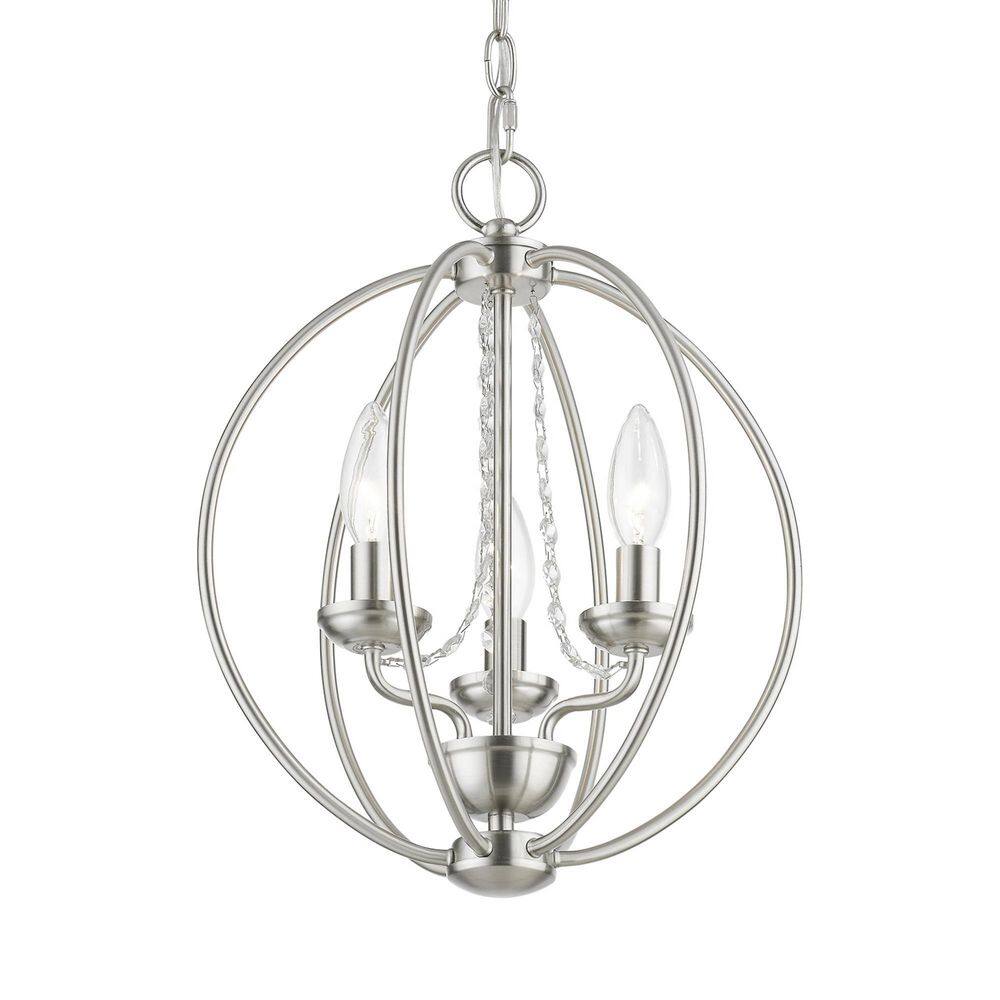Arabella Brushed Nickel 3-Light Mini Orb Chandelier with Delicate Crystals