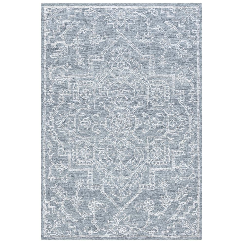 Micro-Loop 4 ft. x 6 ft. Gray/Ivory Floral Ornate Medallion Area Rug price history on PriceWatchPro