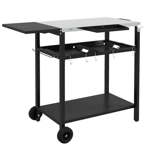 ANTFURN Black Kitchen Cart with Shelf Spice Rack Wheels