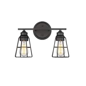 15.25 in. 2-Light Matte Black Vanity Light