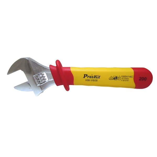 Pro'sKit 8 in. VDE 1000Volt Insulated Adjustable Wrench HWV608 The Home Depot