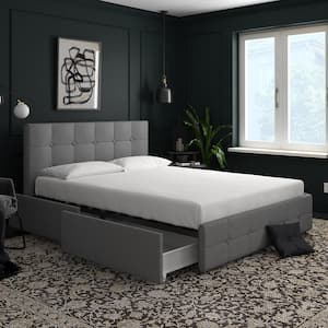 Ryan Gray Linen Queen Upholstered Bed with Storage