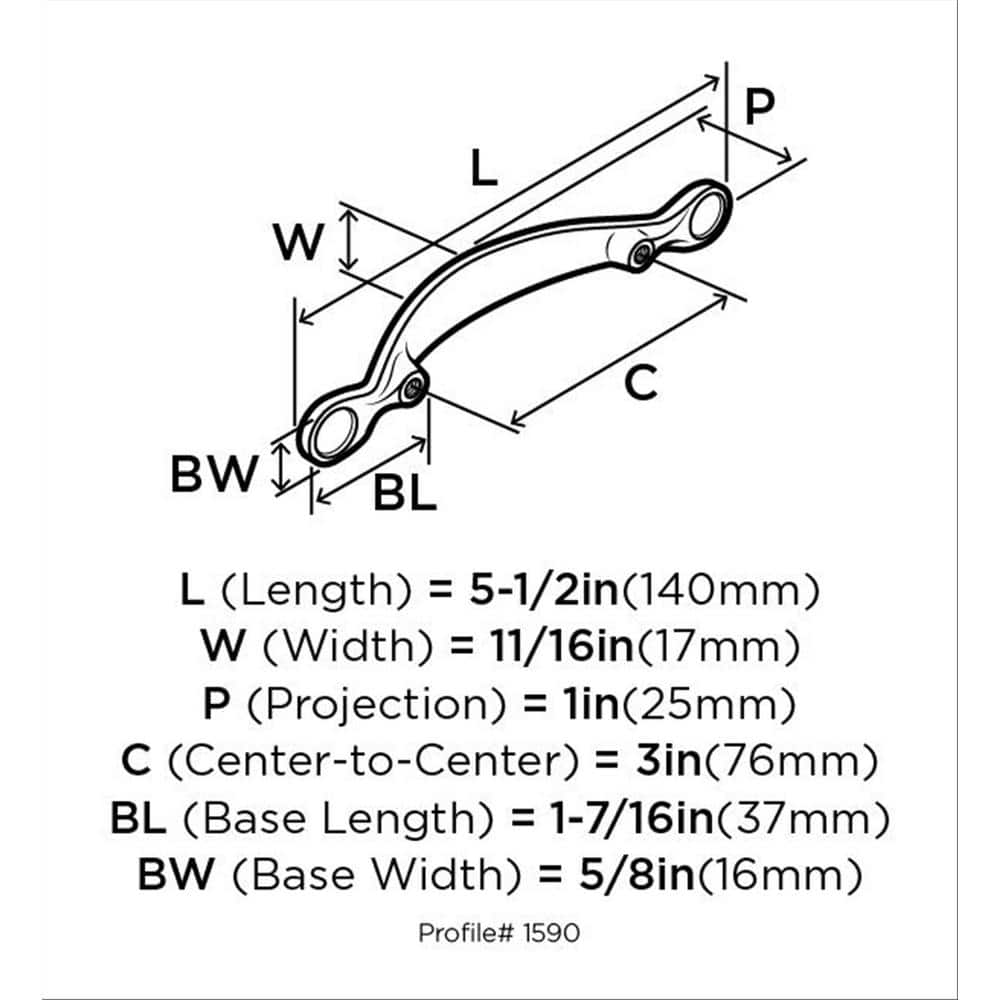 Matte Black 3-Inch Center to Center Arch Pull