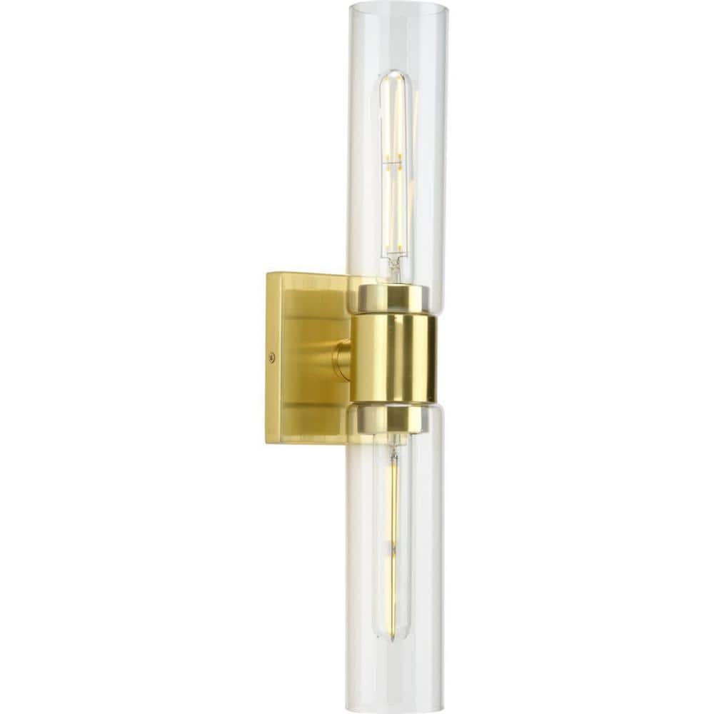 Clarion Satin Brass 2-Light Cylindrical Bath Vanity Light