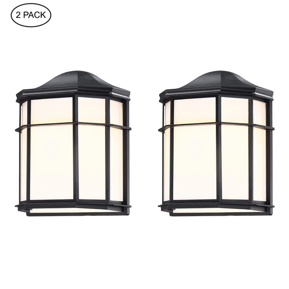 1-Light 10 in. Retro Textured Black Outdoor Hardwired Lantern Wall Light Sconce with No Bulbs Included, E26 (2-Pack) price history on PriceWatchPro