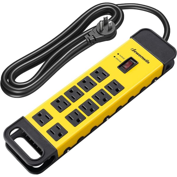 Etokfoks 6 ft. 10-Outlet Metal Surge Protector Heavy Duty Power Strip with 1440Joules, Wall Mountable UL Listed