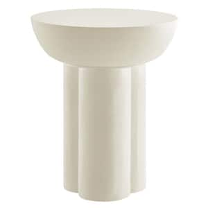 Caspian Round Concrete Side Table in White