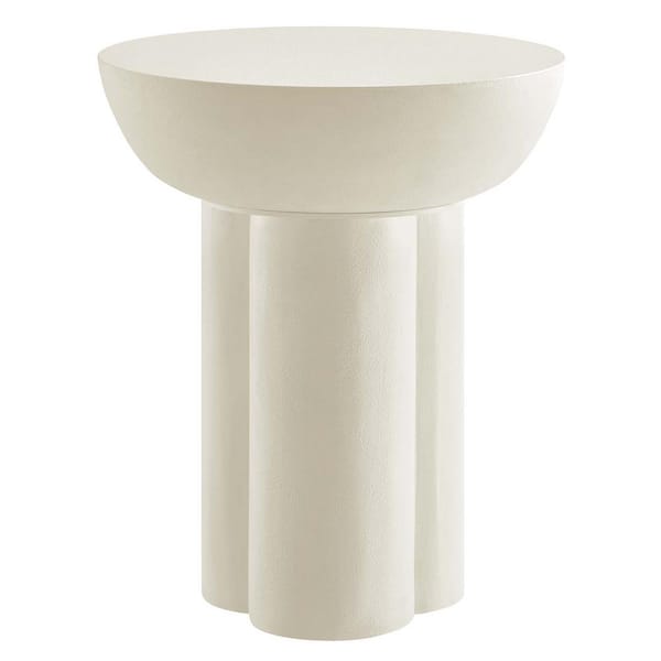 MODWAY Caspian Round Concrete Side Table in White