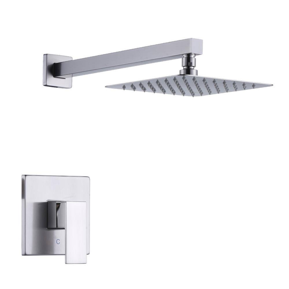 Square 2-Spray Patterns with 1.6 GPM 8 in. Wall Mount Rain Fixed Shower Head in Brushed Nickel price history on PriceWatchPro