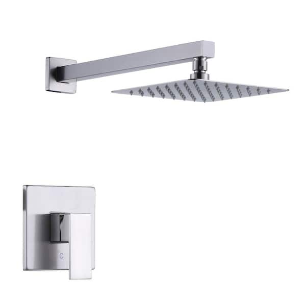 ARCORA Square 2-Spray Patterns with 1.6 GPM 8 in. Wall Mount Rain Fixed Shower Head in Brushed Nickel