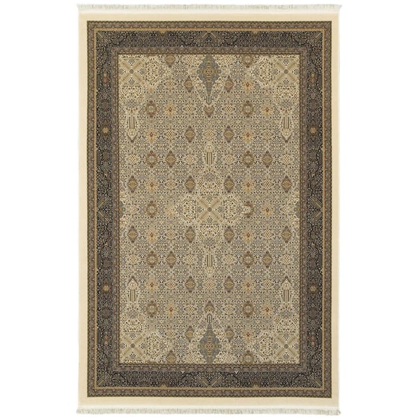 8 ft. x 10 ft. Blue, Ivory Oriental Washable Area Rug