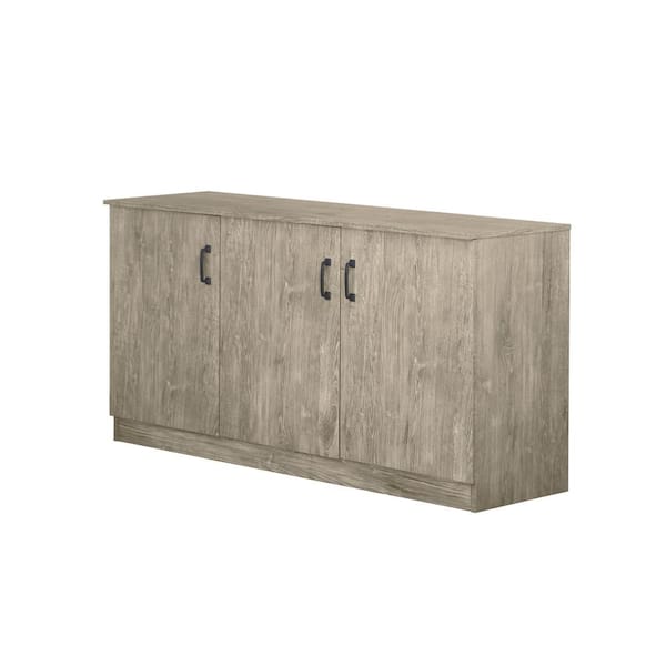 SAINT BIRCH Alaska Gray Oak Credenza Storage Cabinet with 3-Door