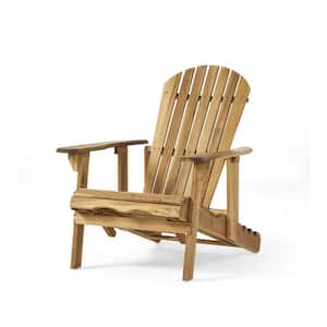 Outdoor Reclining Acacia Wood Adirondack Chair in Light Brown