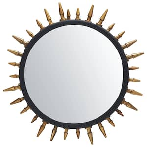 Ceinth 20 in. W x 20 in. H Iron Round Modern Black/Gold Wall Mirror