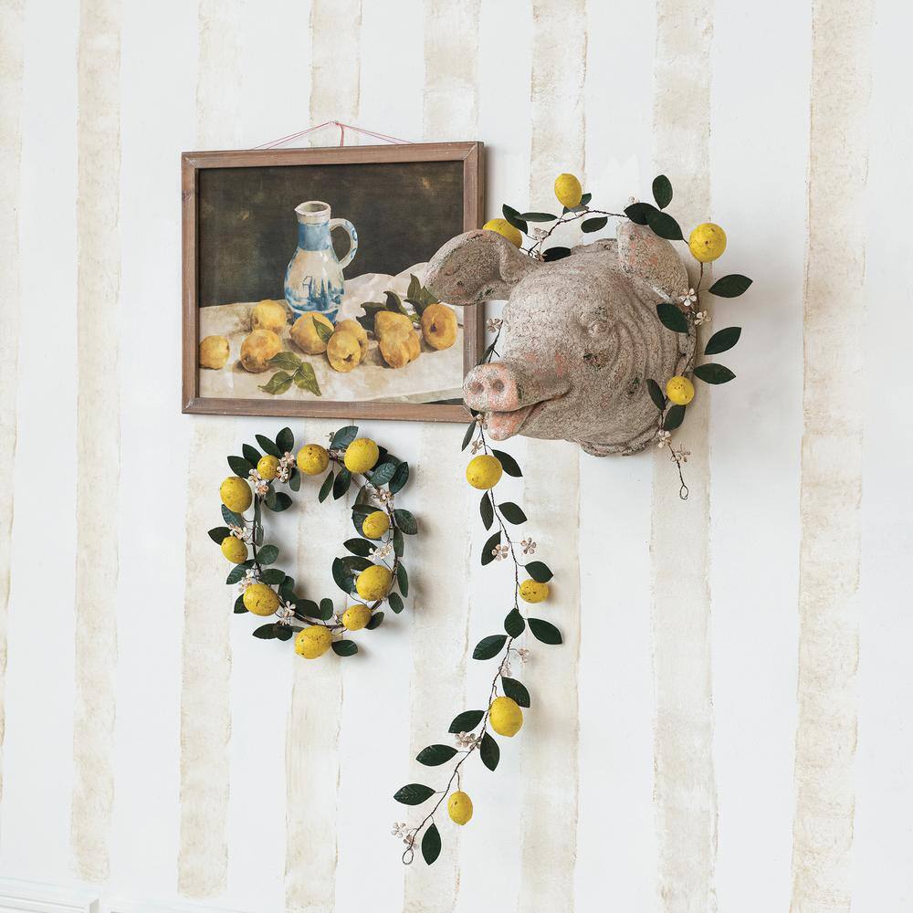 Rustic Distressed Multicolor Magnesia Pig Head Wall Sculpture