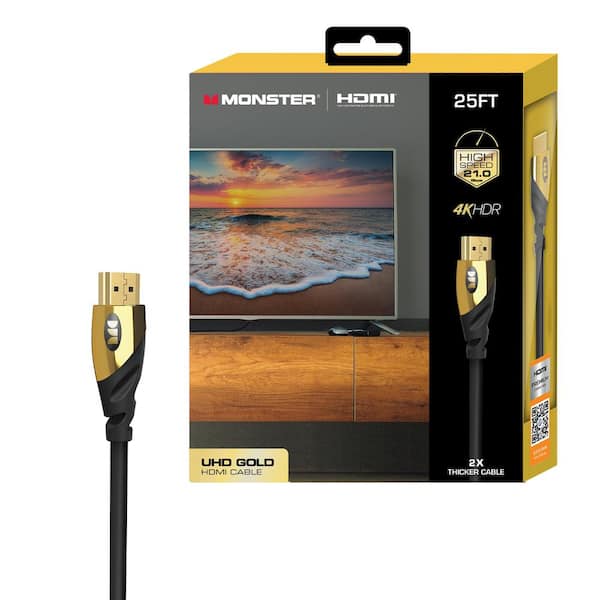 Wedge Anemone fisk Allerede Monster 25ft HDMI 2.0 Cable hdmi 2.0 21 gbps MHV1-1025-BLK - The Home Depot