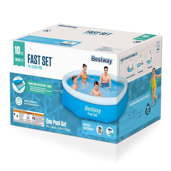 Bestway Bestway 10ft Pool With Water Filter Round Inflatable Swimming Fast Set Outdoor 689992023541 