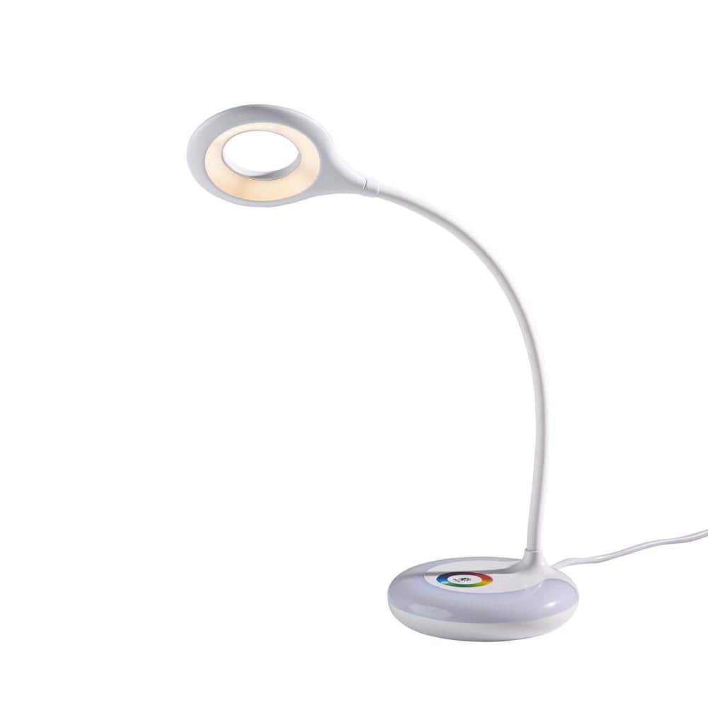 19 in. Glossy White Finish Mia LED Color Changing Desk Lamp