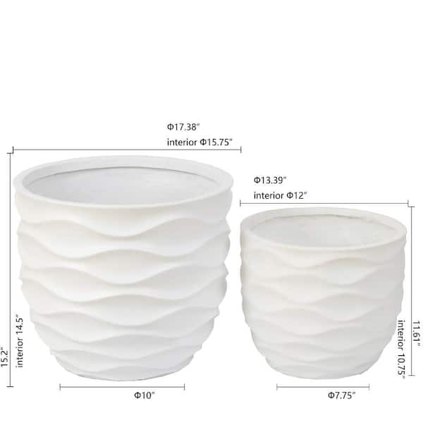 Wavy Rim Ceramic Outdoor Pot, Medium