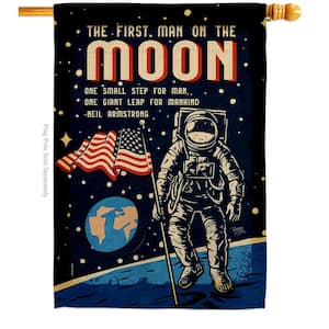 2.3 ft. x 3.3 ft. First Men On Moon NASA 2-Sided House Flag Armed Forces Decorative Vertical Flags