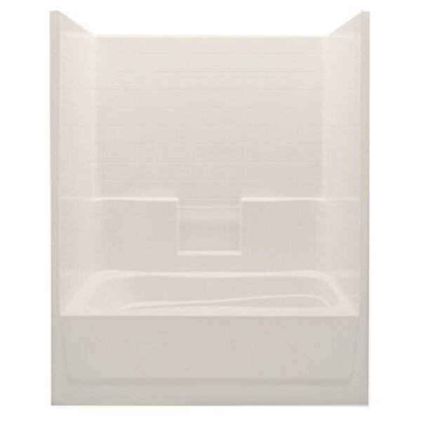 Aquatic Everyday 66 in. x 36 in. x 80 in. 1-Piece Bath and Shower Kit with Right Drain in White