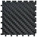 Expressions Weave Black 12-1/4 in. x 12-1/4 in. x 7 mm Glass Mosaic Tile (1.04 sq. ft./Each)