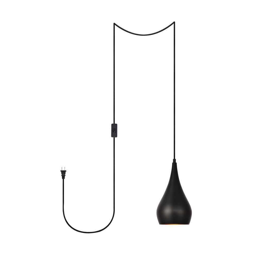 Home Living 40-Watt 1-Light Black Shaded Pendant Light with Aluminium Shade