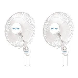 16 in. 3 Fan Speeds Wall Fan in White with 90-Degree Oscillation (2-Pack)