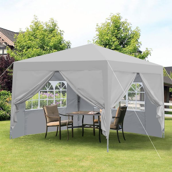 ITOPFOX 10 ft. x 10 ft. Gray Outdoor Pop Up Gazebo Canopy