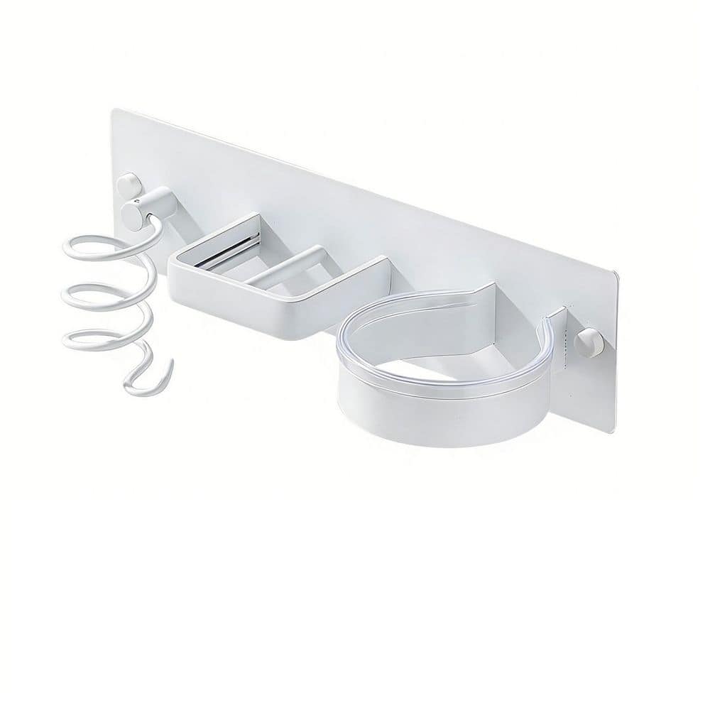 11.8 in. W Wall Mounted Hair Tool Organizer in White, 3 in 1 for Blow Dryer, Curling Iron, Straightener Holder price history on PriceWatchPro