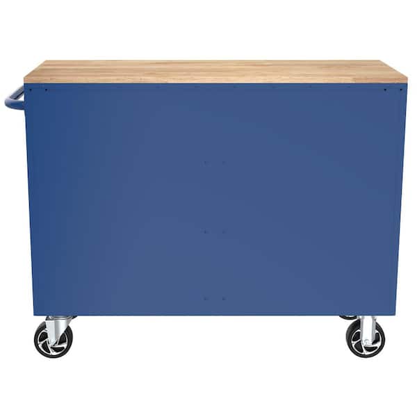 Husky Tool Storage 46 in. W x 18 in. D 9-Drawer Gloss Blue Mobile
