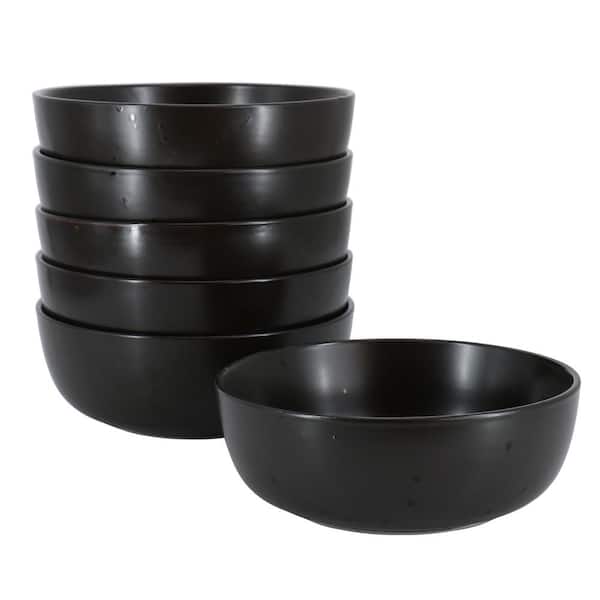 Mio Modern Coupe 28 fl. oz. 6.5 in. Pepper Black Round Stoneware Bowl Set of 6