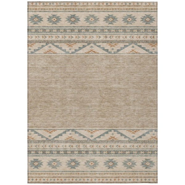 Chantille Machine Washable Indoor/Outdoor Abstract ACN3075 Linen 8 ft. x 10 ft. Area Rug