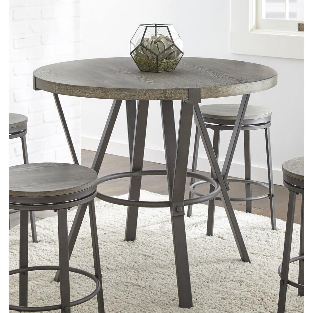 Contemporary Gray Wood 42" Round Counter Height Table