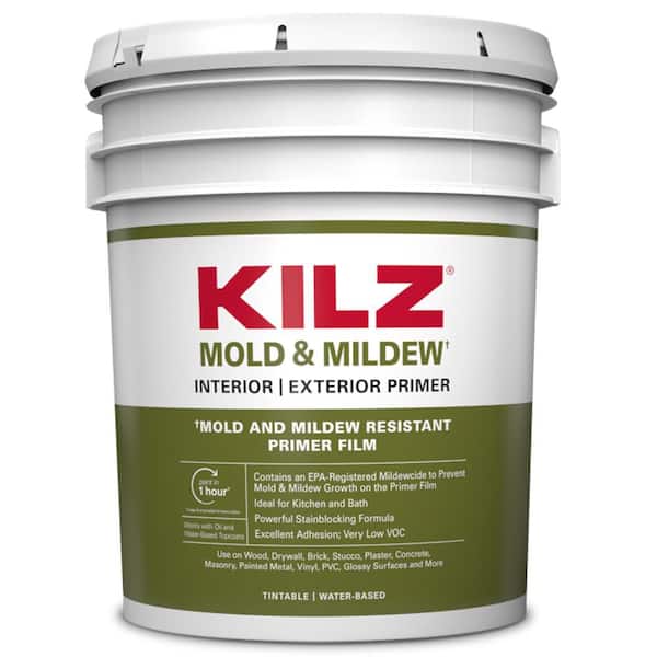 Mold and Mildew 5 Gal. White Water Based Interior and Exterior Primer, Sealer and Stain-Blocker