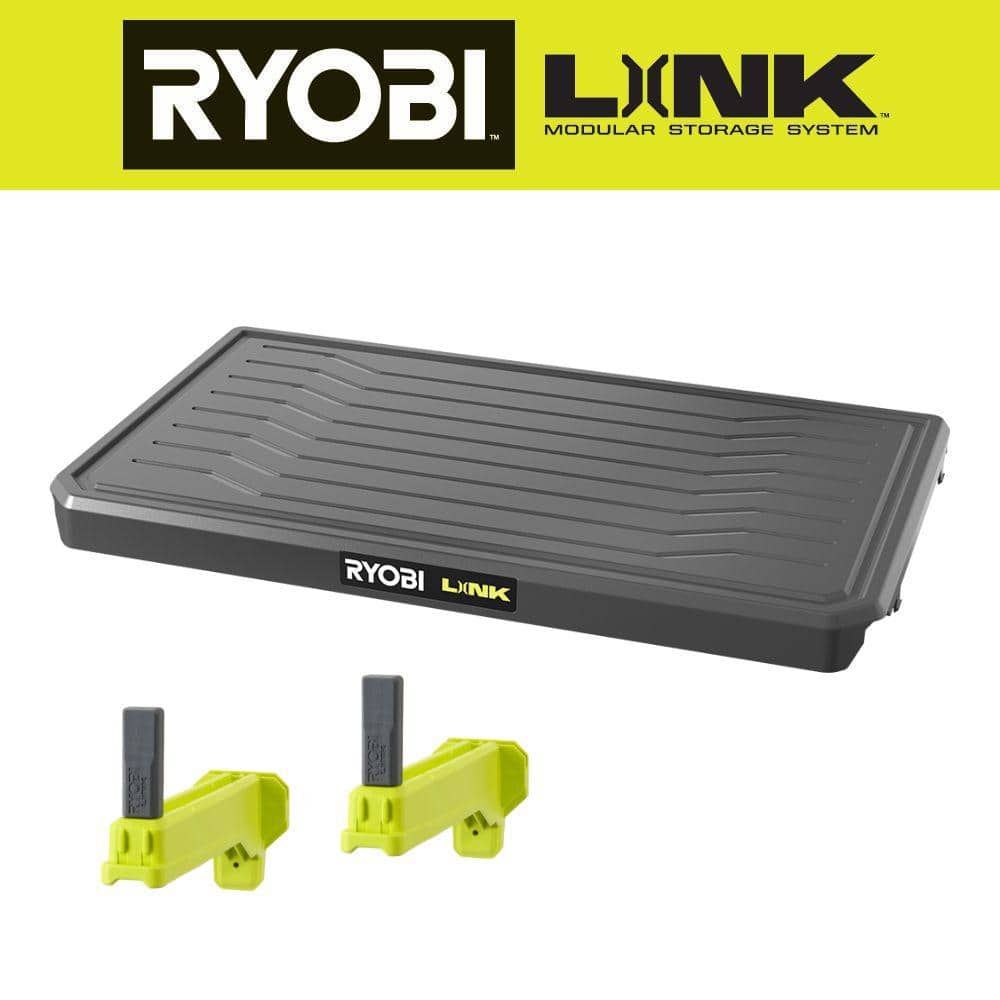 RYOBI LINK 21 in. Solid Shelf with LINK 2-In-1 Shelving Bracket (2-Pack) STM461-STM460-STM460