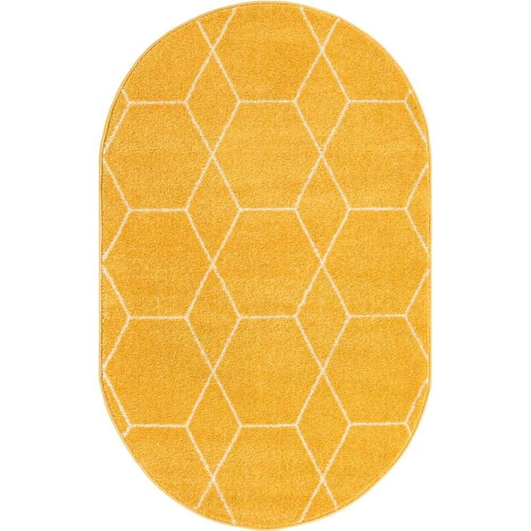 Trellis Frieze Geometric Yellow 5 ft. x 8 ft. Area Rug