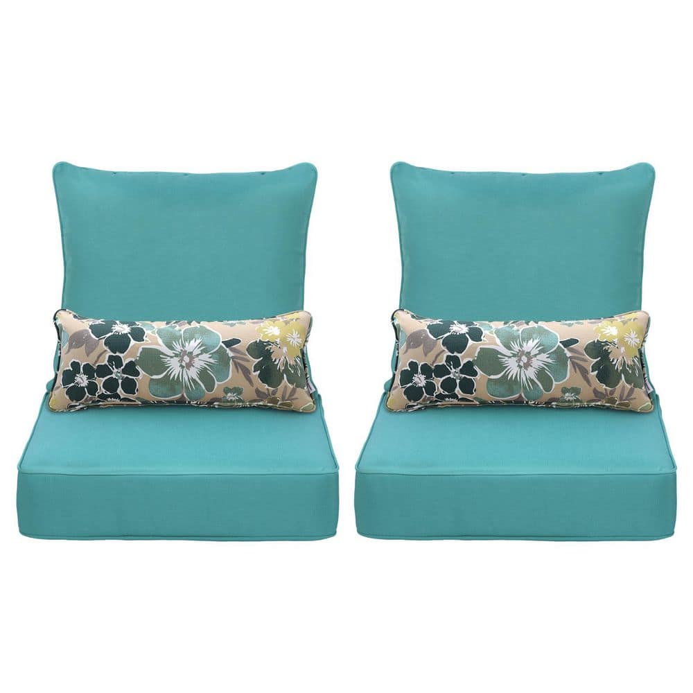 22 in. x 24 in. 6-Piece Deep Seating Outdoor Couch Cushion Set in Lake Blue