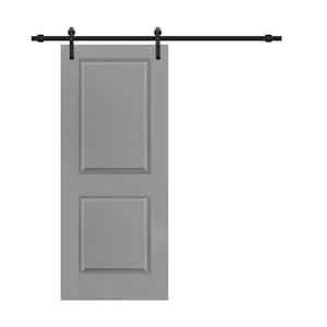 30 in. x 80 in. Light Gray Painted Finished Composite MDF 2 Panel Interior Sliding Barn Door with Hardware Kit