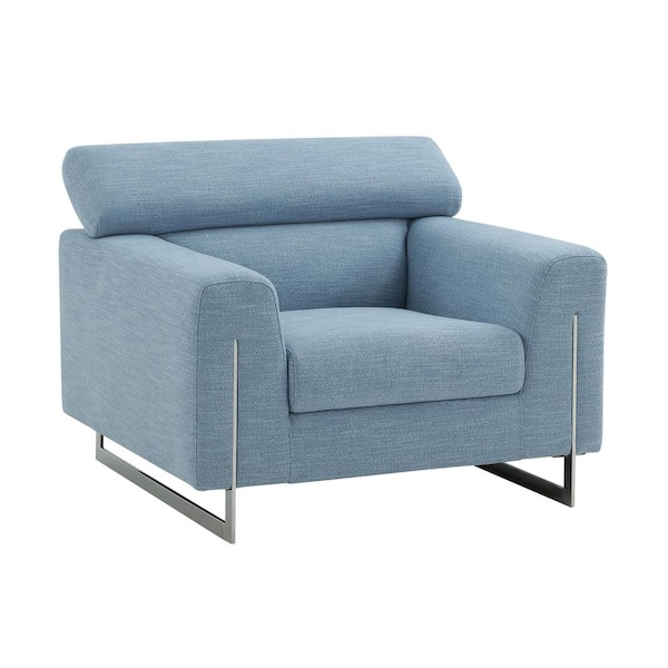 Serena Modern 41.7 in. Silver Fabric Lounge Chair with Headrests