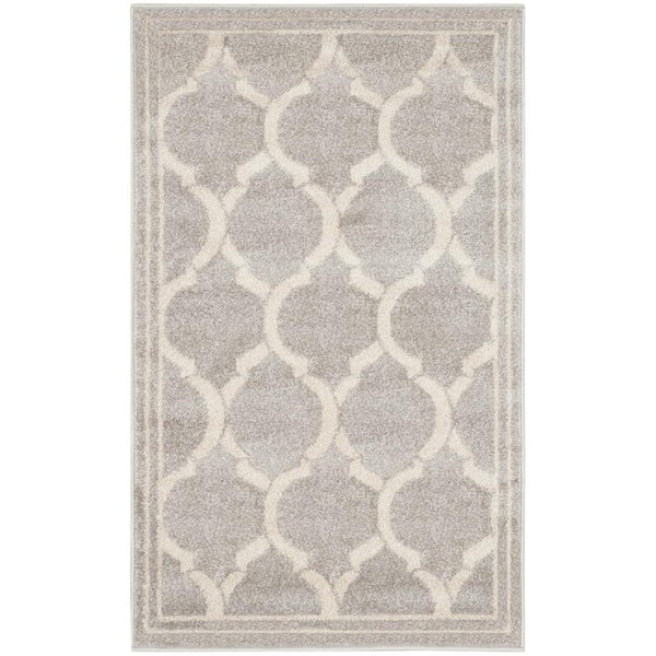SAFAVIEH Amherst Light Gray/Ivory Doormat 3 ft. x 4 ft. Geometric Interlace Area Rug