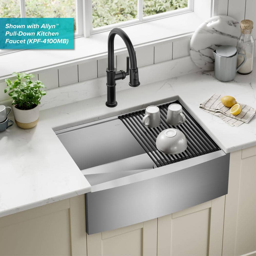 Kore 27-Inch Stainless Steel Farmhouse Workstation Sink