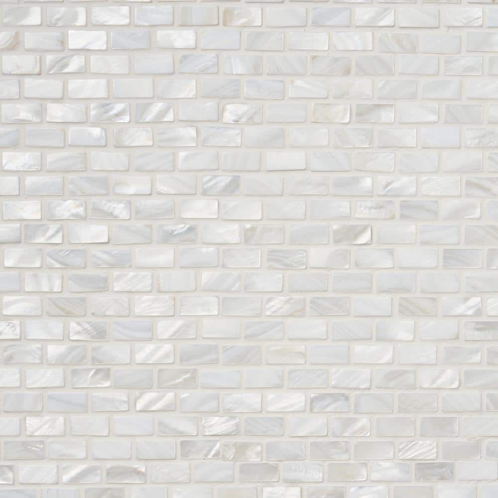 White Mother of Pearl Seashell Brick Mosaic Wall Tile