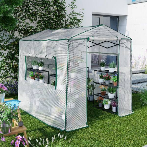MeetLeisure 6 ft. W x 8 ft. D Walk-In Greenhouse Canopy, with Roll