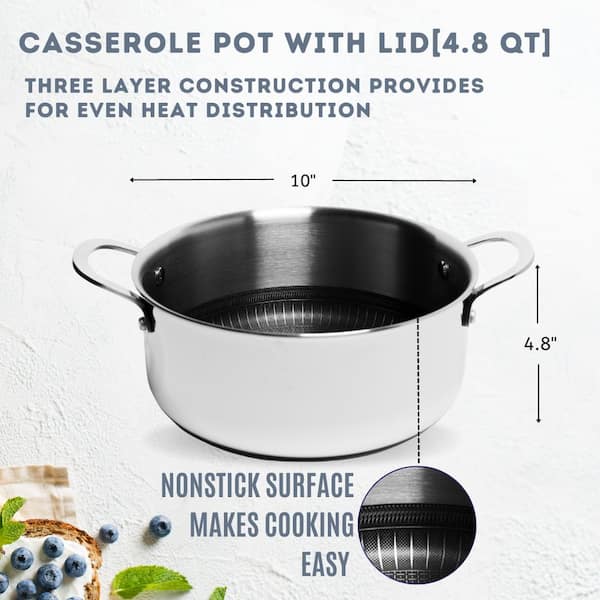 LEXI HOME Diamond Tri-ply 5 QT. Stainless Steel Nonstick Wok with Glass Lid  LB5570 - The Home Depot