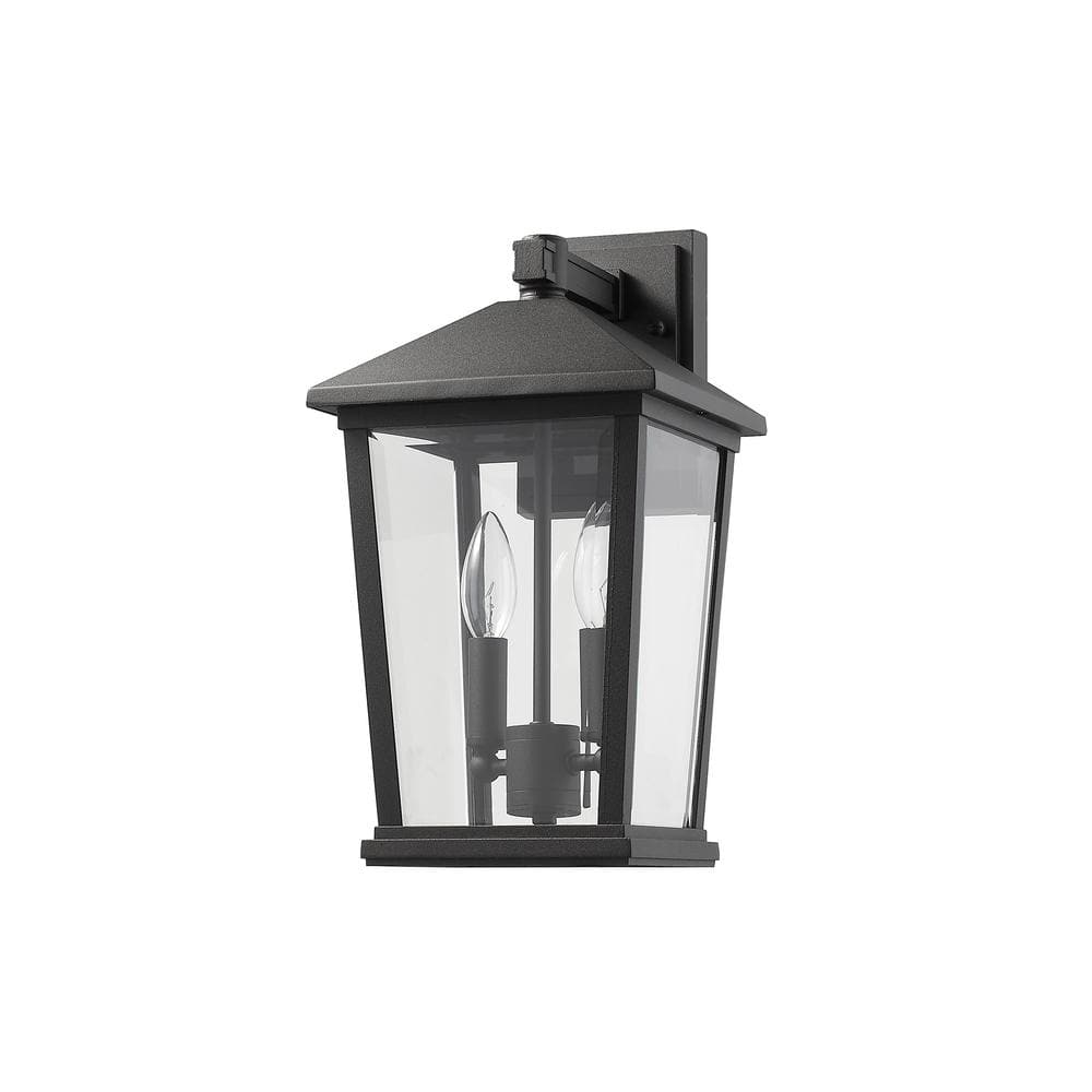 Beacon 15" Black Dimmable Outdoor Wall Sconce with Clear Beveled Glass