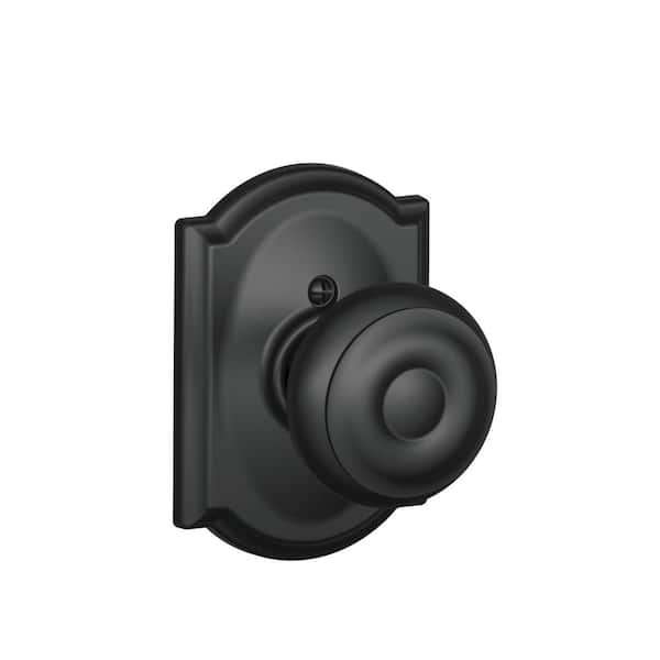 Georgian Matte Black Dummy Door Knob with Camelot Trim