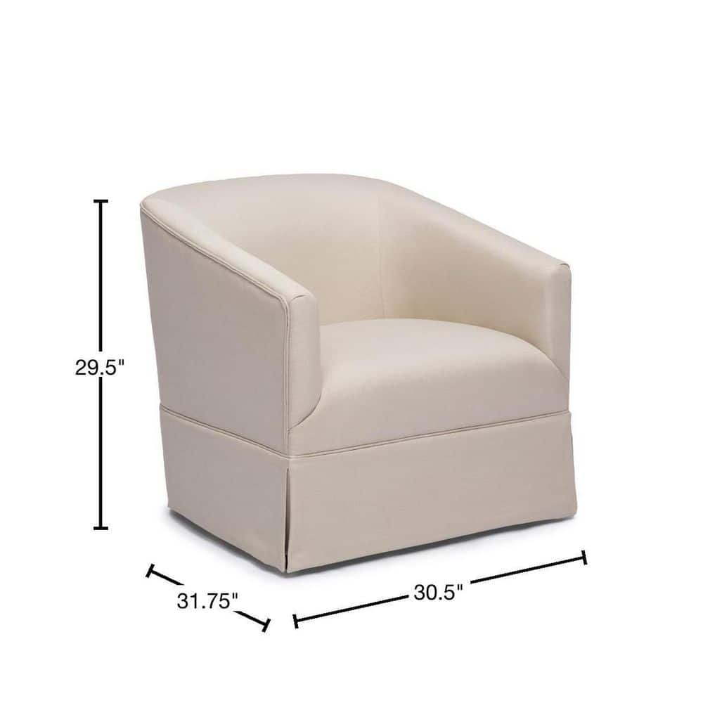 Elm Traditional Linen Barrel Swivel Accent Chair with Wood Skirt