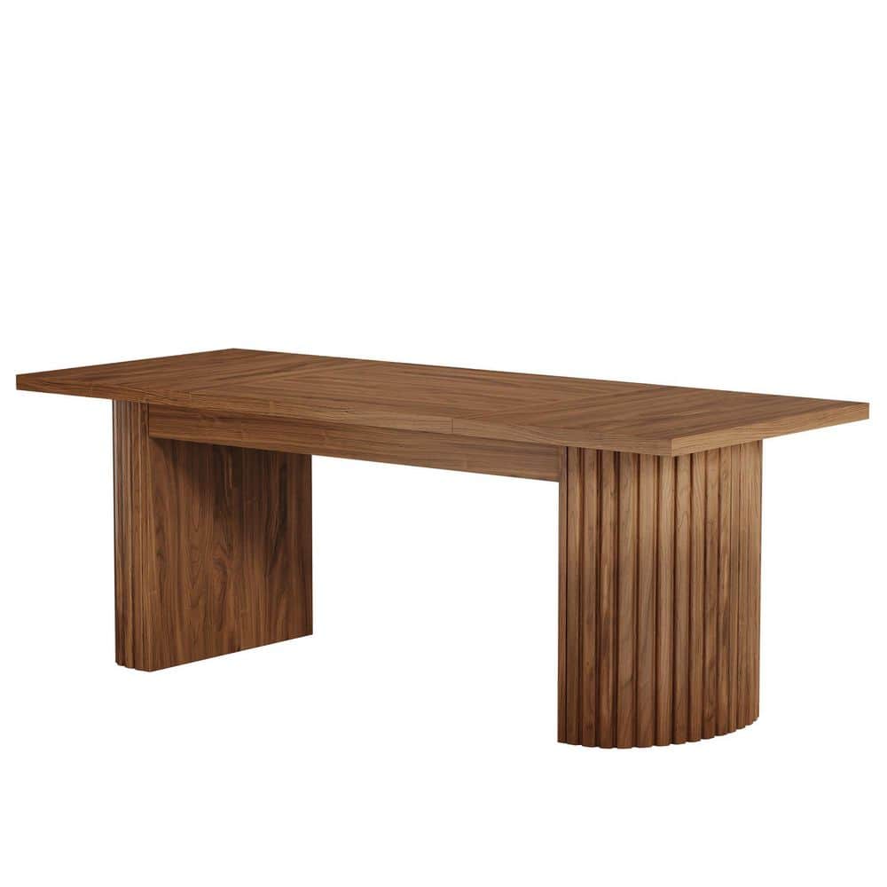 78.74 in. Rectangle Brown Wood Computer Desk with Double Base, Extra Long Executive Desk for Home Office, Bedroom