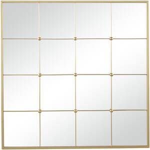 36 in. x 36 in. Window Pane Inspired Square Framed Gold Wall Mirror